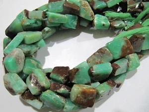 Chrysoprasa natural forma lisa caída talla 11 a 15 mm cadena 8"" de largo - Imagen 1 de 5