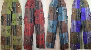 Pantalones de yoga S-5XL UNISEX de algodón hippie boho informales de festival ancho HT17 - Imagen 1 de 15