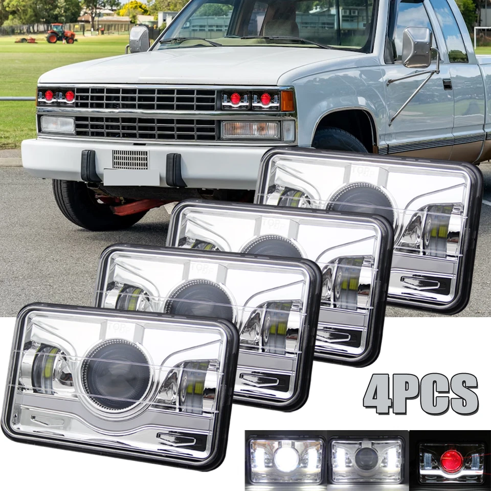 4PCS 4X6" LED Headlights High/Low Beam for Chevrolet C1500 C2500 C3500 1988-1989 Foto 1 de 4