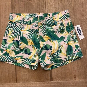 Girls Old Navy Chino Shorts Tropical Palm Pattern Bananas Limes Size 7 - Picture 1 of 3