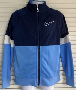 Boys Nike Swoosh Track Zip Jacket, Size 6/Medium, Blue/White/Navy - Picture 1 of 3