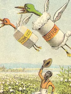 Vittoriano Trade Card Coltivatore Nero Agricoltore Tabacco e Cotone Flying Away - Foto 1 di 3