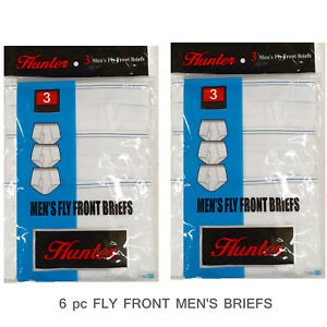 6 pc Men's White Briefs French Hem 100% Cotton Breathable Underwear Old School 