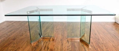 "MESA DE COMEDOR moderna de mediados de siglo de vidrio tallado escultórico IRVIN ROSEN'S 1""; Pace Co. Foto 1 de 4