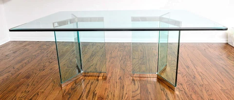 IRVIN ROSEN'S 1” Sculptural-CUT GLASS Mid-Century Modern DINING TABLE; Pace Co Cover