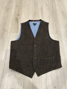 J Crew Vest Mens Medium Moon British Cloth Wool Herringbone Tweed - Picture 1 of 12