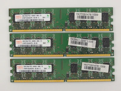 hynix 6GB (3x2GB) DDR2 HYMP125U64CP8-S6 AB 2Rx8 PC2-6400U-666-12 SET - Bild 1 von 2