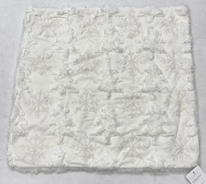 NEW Pottery Barn Sherpa Tree & Snowflake 22" x 22" Reversible Pillow Cover~Ivory - Picture 1 of 3