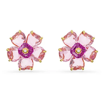 Pendientes Swarovski Zirconia Idylia, Flor, Rosa, Chapado en Oro 5650563 Foto 1 de 4