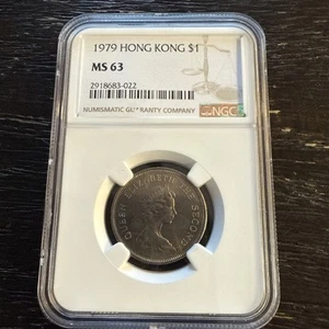 1979 Hong Kong 1 Dollar Coin NGC MS 63 - Picture 1 of 6
