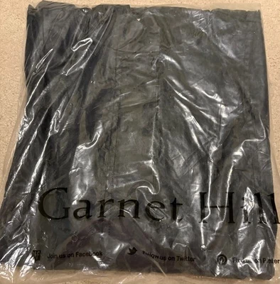 GARNET HILL Navy Blue Waxed Coated Linen Hooded Rain Jacket Coat Size 8 NWT - Image 1 of 3