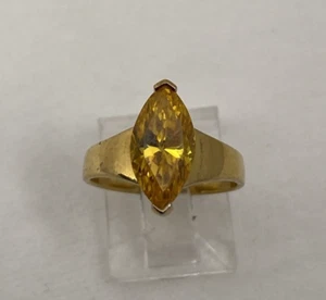 Anillo chapado en oro de plata de ley .925 ~ 7 mm x 15 mm topacio marquesa circonita cúbica tamaño 6 3/4 - Imagen 1 de 12