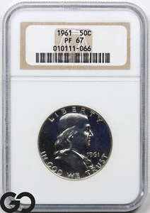 1961 Franklin Half Dollar PROOF, NGC PF-67 ** Very Cameo Look! - Picture 1 of 5