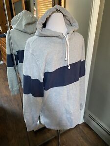 Abercrombie & Fitch Men’s Pullover Hoodie Sweatshirt Gray W/ Blue Stripe Small