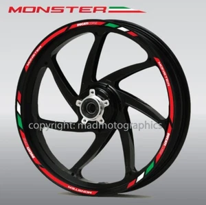 Motorrad Rad Felgenaufkleber DUCATI Monster 797 796 821 1200 SP Streifen Rot - Picture 1 of 5