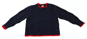 Tommy Hilfiger Toddler Boy 4 4T Blue Cable Knit Pullover Sweater Cotton Blend - Picture 1 of 2