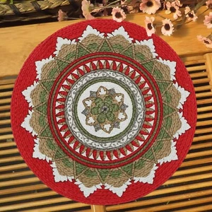 Cotton Lurex Round placemats 15 inch- Set of 2 - Picture 1 of 6
