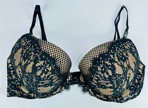 Victoria's Secret Very Sexy Push-Up Lace Bra Black & Cream Womens Size 34C - Picture 1 of 6