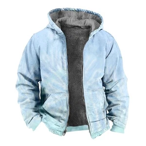 Para hombres Informal Tie-Dye Estampado Multicolor Polar Sudadera con Capucha Suéter Chaqueta con Cremallera - Imagen 1 de 31