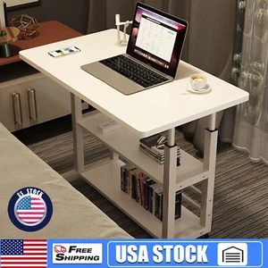 3 Tier Height Adjustable Small Computer Desk Mobile Overbed Table Laptop Stand - Picture 1 of 22