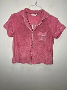 Camiseta Juicy Couture Intimates Terry Tela Manga Corta Gráfica Rosa Talla Pequeña - Imagen 1 de 8