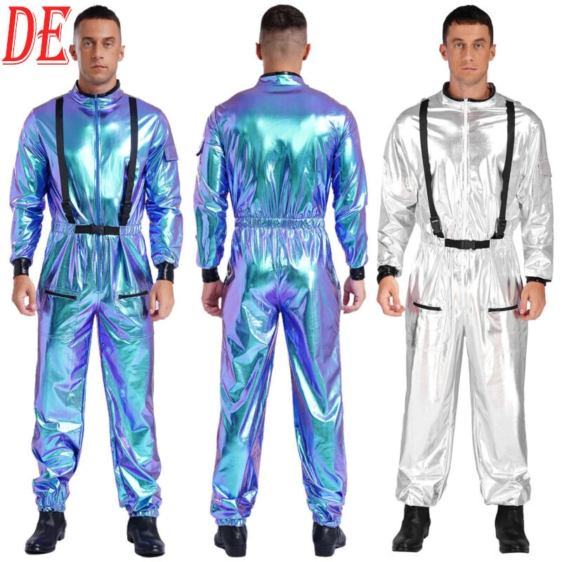 LOSSLO Astronaut Kostüm Für Herren – Weltraum-Anzug Mit Helm Für Cosplay, Halloween & Karneval (Unisex, Silber)