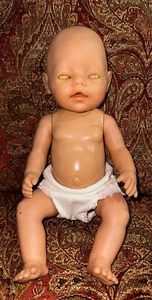Vintage Zapf Creation Baby Born Doll Life Like Anatomically 16" Purple Eyes - Picture 1 of 5