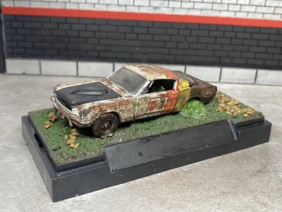 1966 Ford Mustang 1/64 Scale Mini Diorama Weathered Rusty Barn Find Style Custom - Image 1 of 4