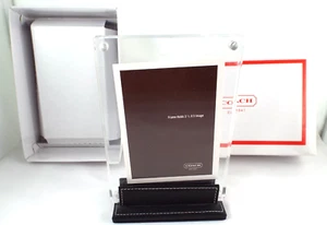 NWOT Coach Black Leather Acrylic Magnetic Photo Frame for 3.5 X 5in. Photo w/Box - Picture 1 of 10
