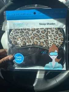 2 Sleeping Eye Masks - Black And Cheetah Print - Picture 1 of 1