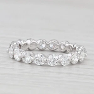 2ctw Diamante Eternity Matrimonio Anello 14k Oro Bianco Anniversario a Fascia - Foto 1 di 9