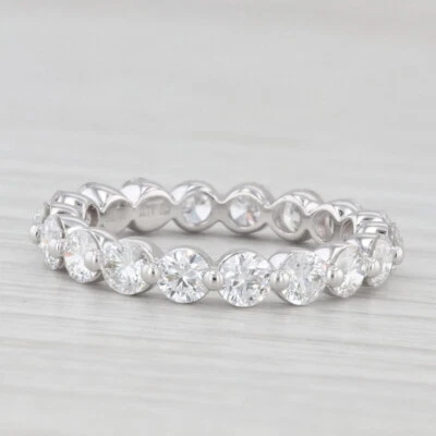 Anel de casamento 2 ctw diamante eternidade ouro branco 14k aniversário aliança empilhável - Imagem 1 de 4