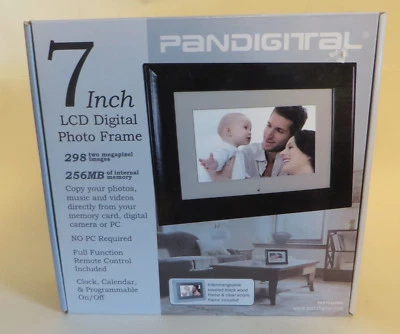Pandigital 7 Inch Photo Frame 256MB New In Box Remote Control PAN7056WO1 - Image 1 of 2