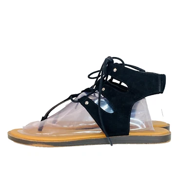 Sandalias de gladiador negras KENNETH COLE 10 Scroll Party cuero vegano corbata REACCIÓN Foto 1 de 4