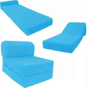 Flip Chair Folding Foam Beds, Foldable Guest Sofa Bed, Couch 6x24x70, Turquoise - Picture 1 of 2