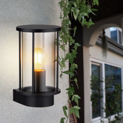 Außenwandleuchte Haustürlampe Gartenlampe Laterne Edelstahl Rauchglas H 25,2 cm - Bild 1 von 4
