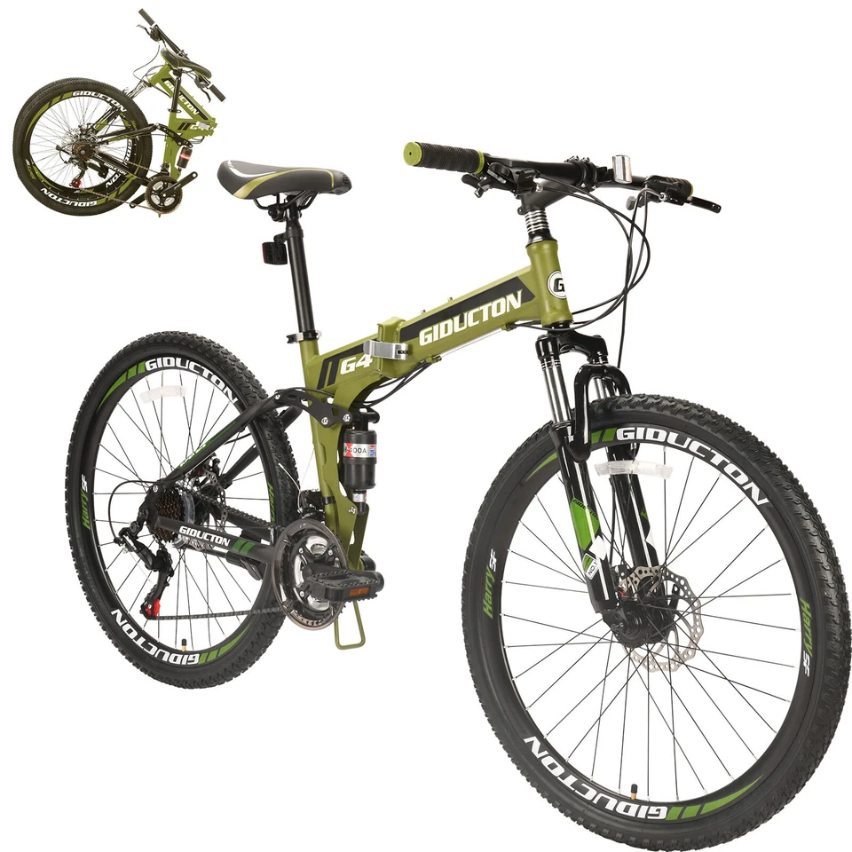 26" Folding Bike 21 Speed Full Suspension Mountain Bike New Bicycle - Image 1 of 4