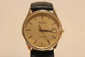 VINTAGE LUXURY NICE SWISS GOLD PLATED MEN'S QUARTZ WATCH "CERTINA" NEW PORT - Picture 1 of 7
