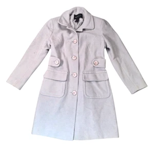 Moda International Womens Size 8 80% Wool Light Gray Coat Jacket Blazer Buttons - Picture 1 of 7
