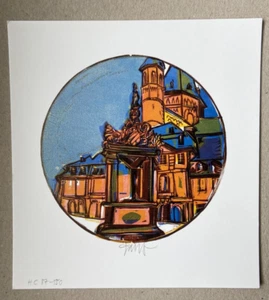 GERMAN VINTAGE ORIGINAL LITHOGRAPH PRINT SIGNED BLUE ORANGE by EBERHARD DAENZER - Picture 1 of 3