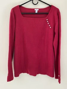 Apt 9 Woman Red Square Neck Sweater Size 1X - Picture 1 of 9
