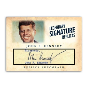 Réplica de autógrafo de John F. Kennedy JFK tarjeta de firma presidencial ACEO demócrata - Imagen 1 de 4