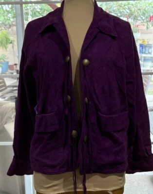 Chaqueta De Colección Firenze Santa Bárbara Púrpura Western Botón Flecos Gamuza Genuina M Foto 1 de 4