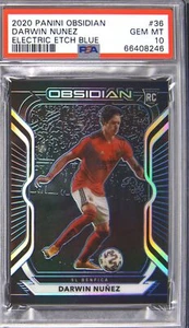 2020 PANINI OBSIDIAN EE BLUE #36 DARWIN NUNEZ ROOKIE RC 6/30 PSA 10 - Picture 1 of 2