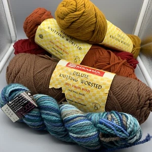 Vintage Lot of 5 Dyed Yarn - 100% Wool, Skeins New Old Stock - Picture 1 of 13