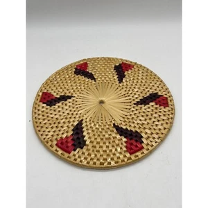 Remache de mimbre tejido vintage de 9 pulgadas cocina boho - Imagen 1 de 2