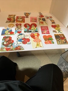 Lot Of 16 Vintage Valentines Tiger, Mouse, Scotsman, Kitten, Dogs, Owl - Picture 1 of 12