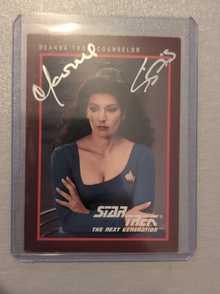 😳 WOW! Marina Sirtis 🔥 Counselor Deanna Troi 1991 Impel Star Trek #114 AUTO 🎯 - Image 1 of 4