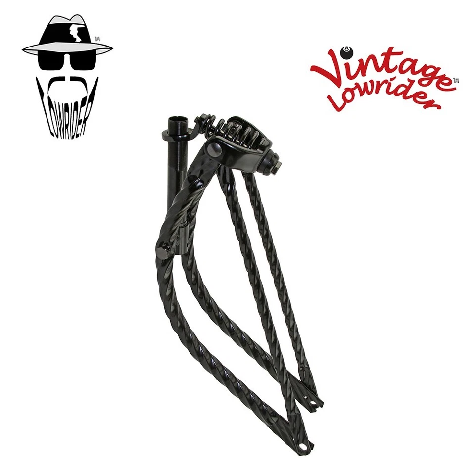 Vintage Lowrider 20" Bent All Square Twisted Spring Fork 1" BLACK Bike Bicycle - Image 1 of 1