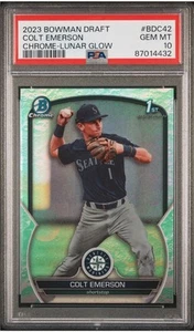 PSA 10 COLT EMERSON 1st 2023 Bowman Chrome LUNAR GLOW REFRACTOR RC GEM MINT - Picture 1 of 2